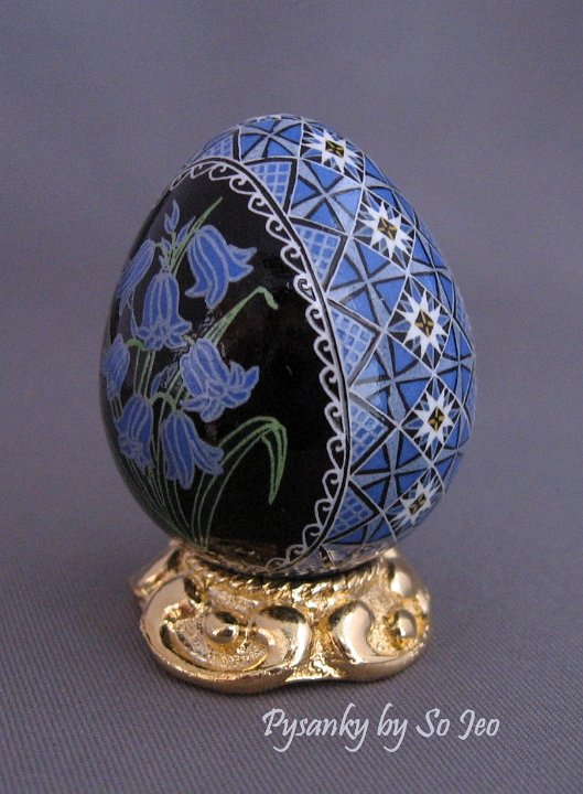 Bluebells Quail Pysanky Ukrainian Easter Egg by So Jeo