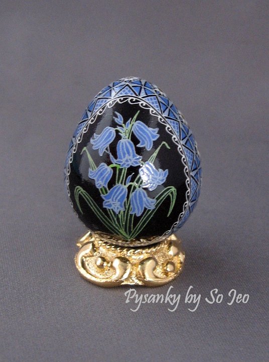Bluebells Quail Pysanky Ukrainian Easter Egg by So Jeo