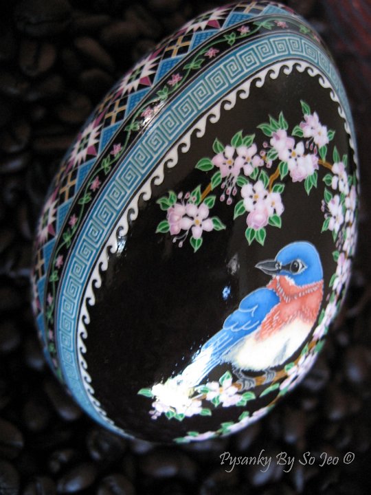 Blue Bird In Apple Tree Ukrainian Easter Egg Pysanky By So Jeo