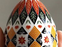 Fall Florals Ukrainian Easter Egg Pysanky By So Jeo : Pysanky Pysanka ukrainian ukraine easter egg batik art sojeo orange red flowers brown green fall floral batik decoration gift