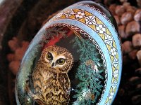 Saw Whet Owls Pysanka / Pysanky Ukrainian Easter Batik Egg Art by So Jeo : pysanky pysanka ukrainian easter egg batik art owl owls saw whet