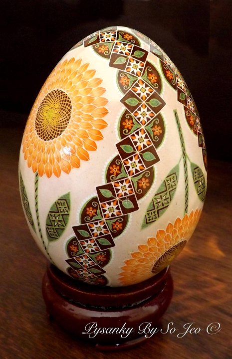 Peach Sunflowers Ukrainian Easter Egg Pysanky By So Jeo