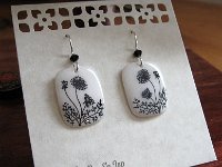 White & Black Queen Anne's Lace Earrings Pysanky Eggshell Jewelry By So Jeo : pysanky pysanka ukrainian easter egg batik art eggshell jewelry pendants earrings drop dangle etched flowers gift women accessories accessory pendant necklace bail crystal finding sterling silver filled sojeo flowers celtic purple white red pink brown green purple orange cream burgundy magenta teal turqoise crows crow blue black so jeo art handmade