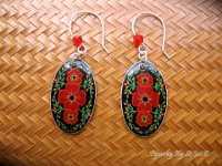 Red Poppies Earring Pysanky Eggshell Jewelry by So Jeo : pysanky pysanka ukrainian easter egg batik art eggshell jewelry pendants earrings drop dangle etched flowers gift women accessories accessory pendant necklace bail crystal finding sterling silver filled sojeo flowers celtic purple white red pink brown green purple orange cream burgundy magenta teal turqoise crows crow blue black so jeo art handmade