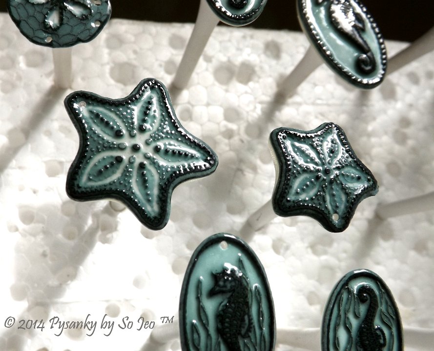 Starfish Etched Emu Egg Pysanky Jewelry by So Jeo