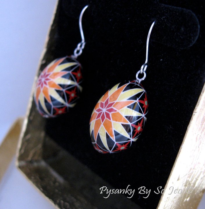 Tiny Finch Egg Stars Earrings Pysanky Jewelry by So Jeo