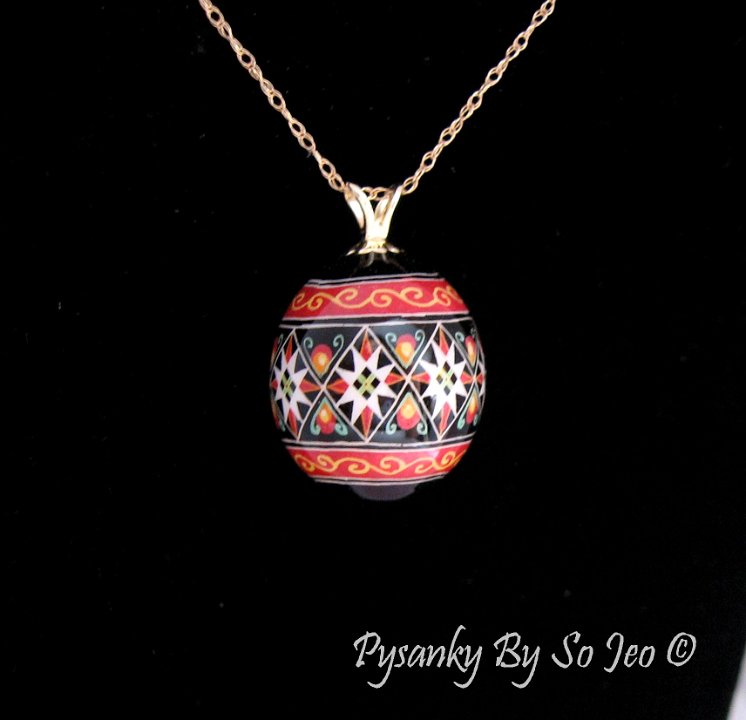 Tiny Parakeet Egg Diamonds and Stars Pendant Pysanky Jewelry by So Jeo